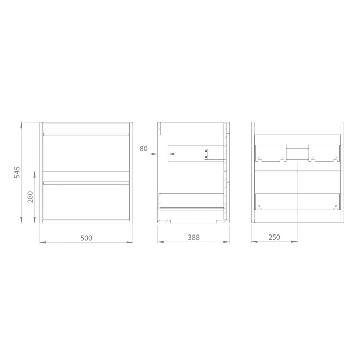 Mattila Noir 500mm Wall Hung Vanity Unit with Matt Black Handles - Rustic Oak