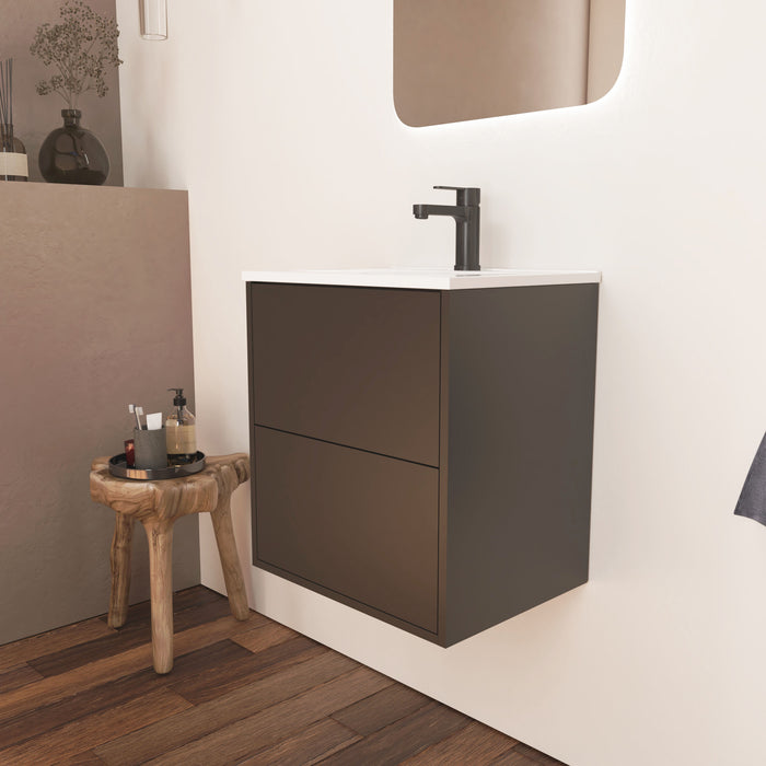 Optim Noir 500mm Wall Hung Vanity Unit + Basin - Matt Black