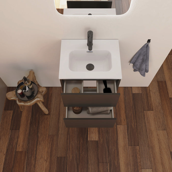 Optim Noir 500mm Wall Hung Vanity Unit + Basin - Matt Black