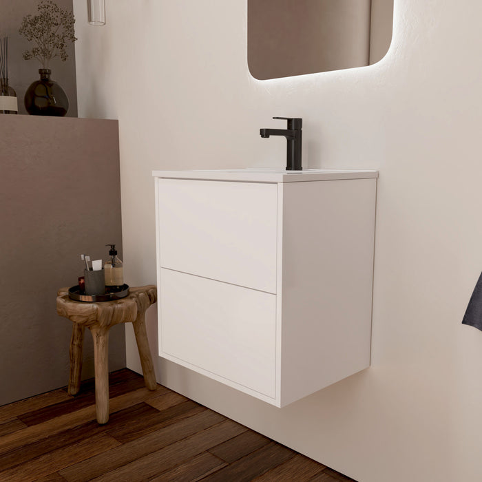 Optim Noir 500mm Wall Hung Vanity Unit + Basin - Matt White