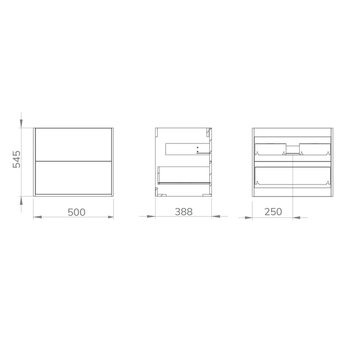 Optim Noir 500mm Wall Hung Vanity Unit + Basin - Matt White