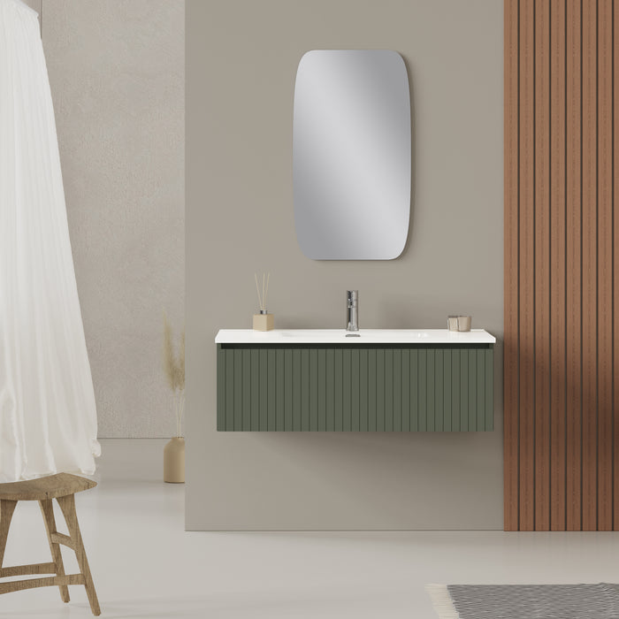 Linea Muscat Sage Fluted Wall Hung Vanity Unit Including Basin 1000mm x 390mm