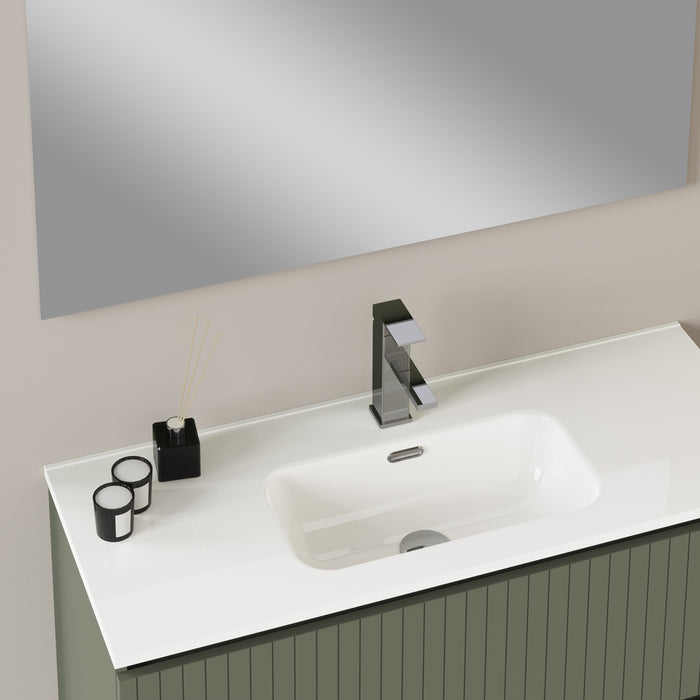 Linea Muscat Sage Fluted Wall Hung Vanity Unit Including Basin 1000mm x 390mm