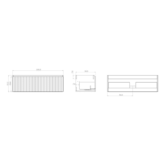 Linea Muscat Sage Fluted Wall Hung Vanity Unit Including Basin 1000mm x 390mm