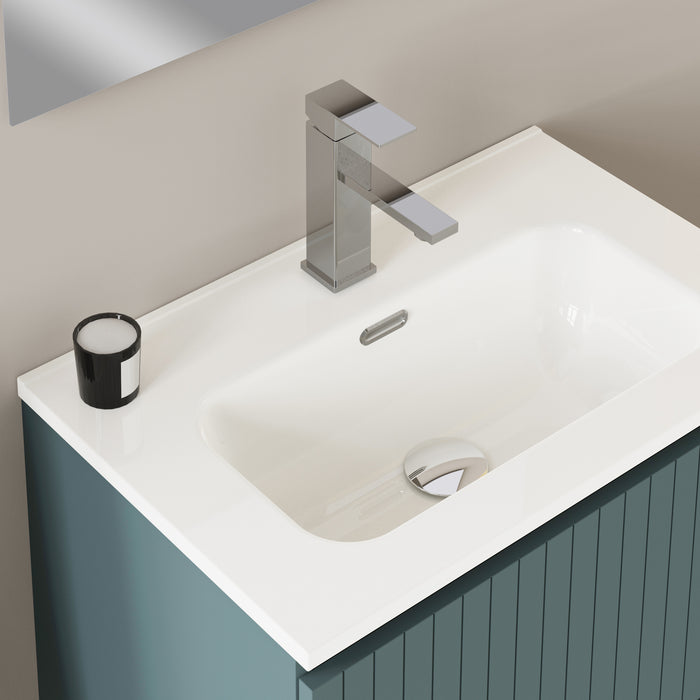 Linea Ocean Blue Fluted Wall Hung Vanity Unit Including Basin 600mm x 390mm
