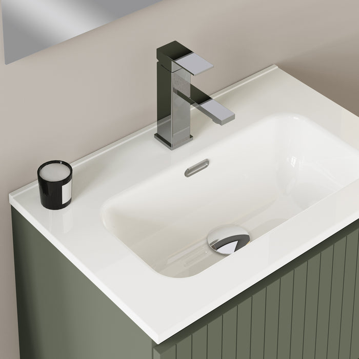 Linea Muscat Sage Fluted Wall Hung Vanity Unit Including Basin 600mm x 390mm