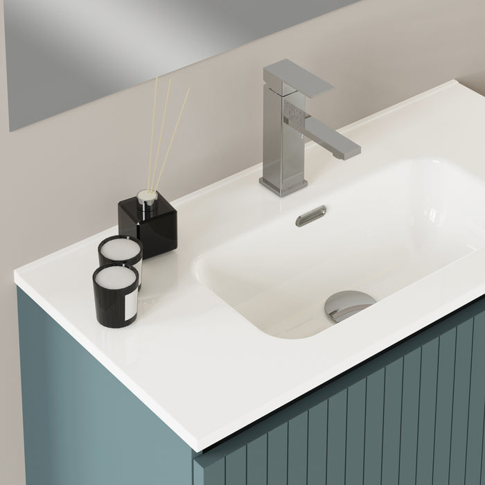 Linea Ocean Blue Fluted Wall Hung Vanity Unit Including Basin 800mm x 390mm