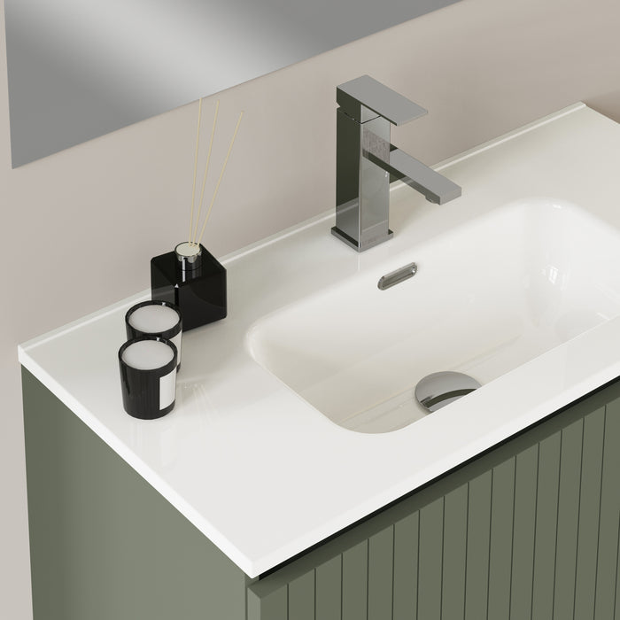 Linea Muscat Sage Fluted Wall Hung Vanity Unit Including Basin 800mm x 390mm