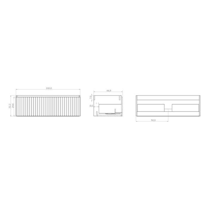 Linea Matt Black Fluted Wall Hung Vanity Unit Including Basin 1000mm x 390mm