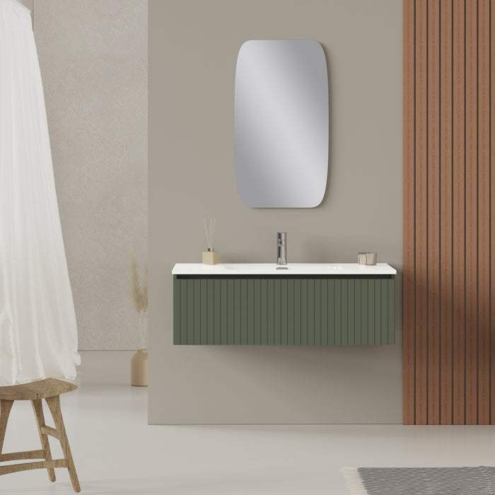 Banyetti Linea Muscat Sage Ribbed Wall Hung Vanity Unit 1000mm x 460mm