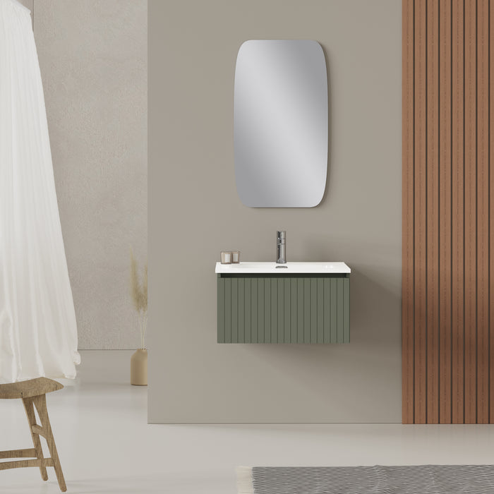 Linea Muscat Sage Fluted Wall Hung Vanity Unit Including Basin 600mm x 460mm