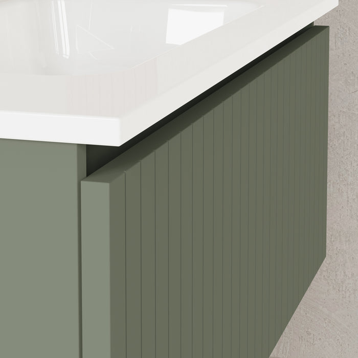 Banyetti Linea Muscat Sage Ribbed Wall Hung Vanity Unit 800mm x 460mm