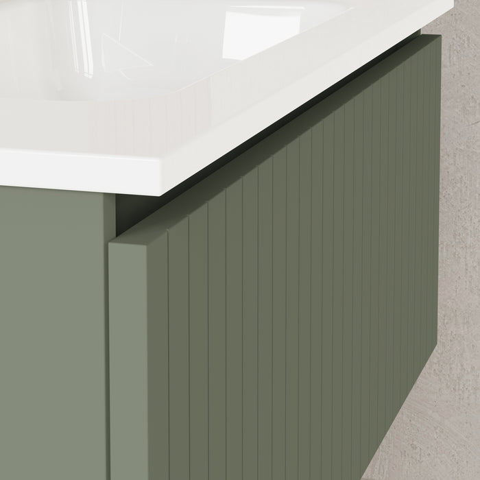 Linea Muscat Sage Fluted Wall Hung Vanity Unit Including Basin 800mm x 460mm