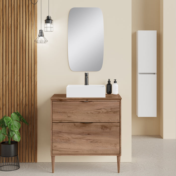 Noir Krafter 1000mm Exotic Walnut Wall Hung Vanity Unit