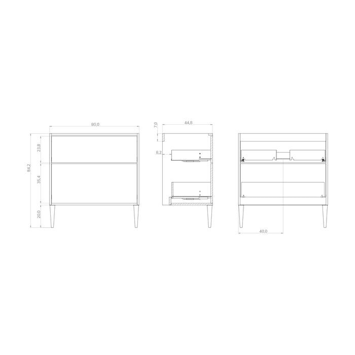 Noir Krafter 800mm Caramel Oak Wall Hung Vanity Unit