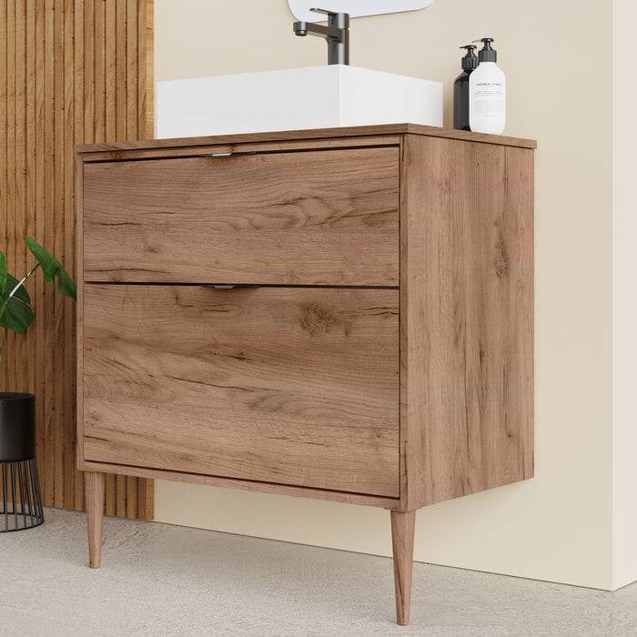 Noir Krafter 800mm Exotic Walnut Wall Hung Vanity Unit 800mm