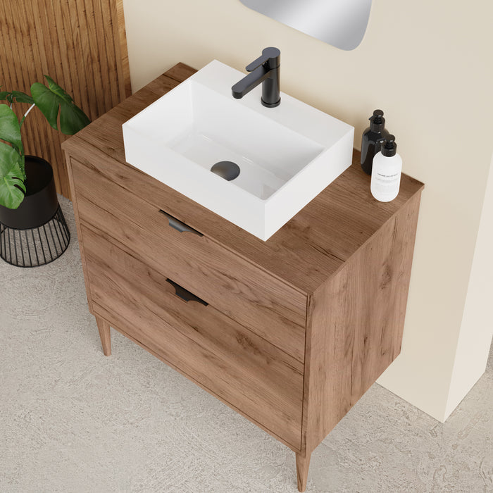Noir Krafter 800mm Exotic Walnut Wall Hung Vanity Unit 800mm