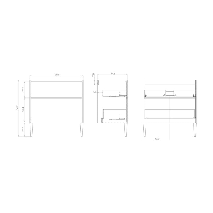 Noir Krafter 800mm Exotic Walnut Wall Hung Vanity Unit 800mm