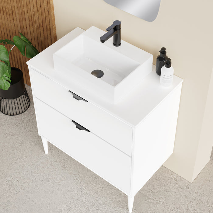 Noir Krafter 800mm Matt White Wall Hung Vanity Unit