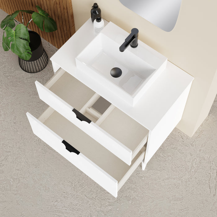 Noir Krafter 800mm Matt White Wall Hung Vanity Unit