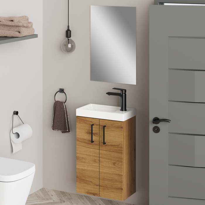 Mino 400mm Caramel Oak Wall Hung Cloakroom Vanity