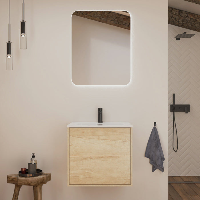 Optimus 600 Wall Hung Vanity Unit + Basin - Nordick Natural Oak
