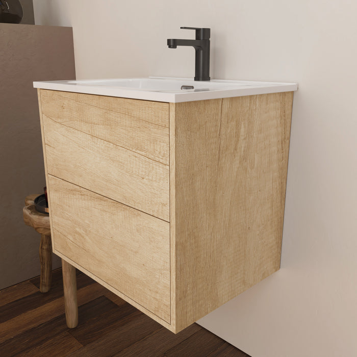 Optimus 600 Wall Hung Vanity Unit + Basin - Nordick Natural Oak
