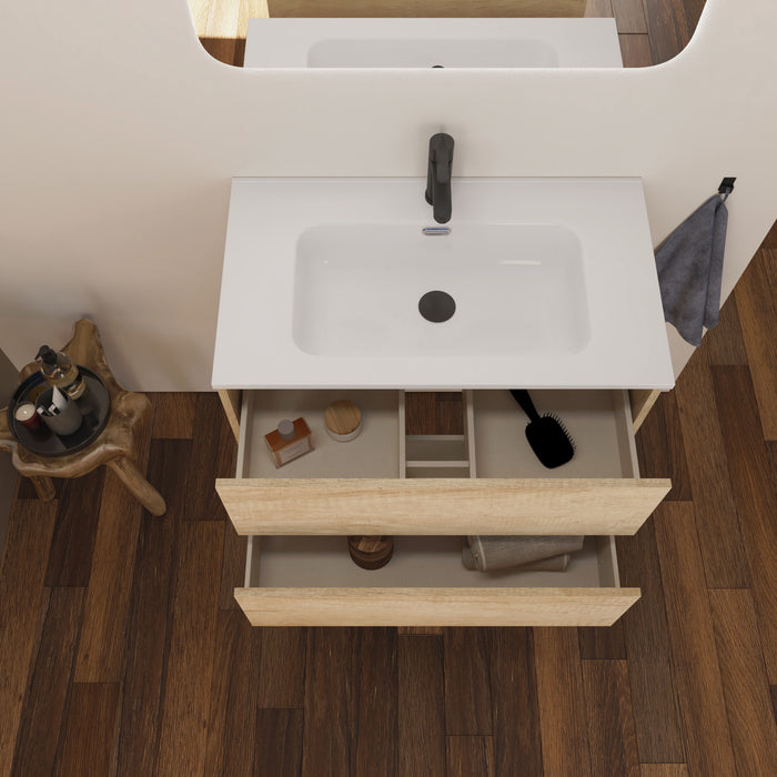 Optimus 600 Wall Hung Vanity Unit + Basin - Nordick Natural Oak