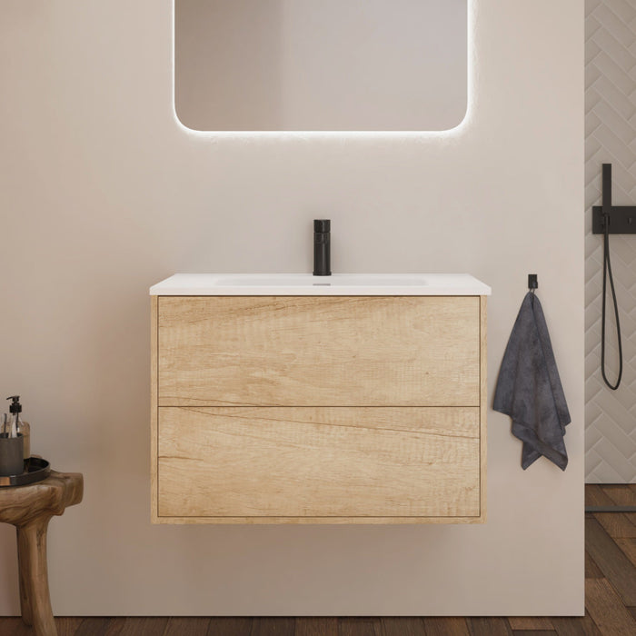 Optimus 800 Wall Hung Vanity Unit + Basin - Nordick Natural Oak
