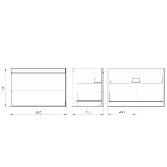 Mattila Noir 800mm Wall Hung Vanity Unit with Matt Black Handles - Rustic Oak