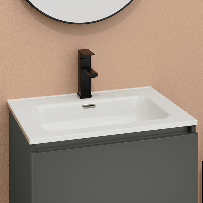 Kaduro 600mm Matt Grey Double Drawer Wall Hung Vanity Unit including Basin