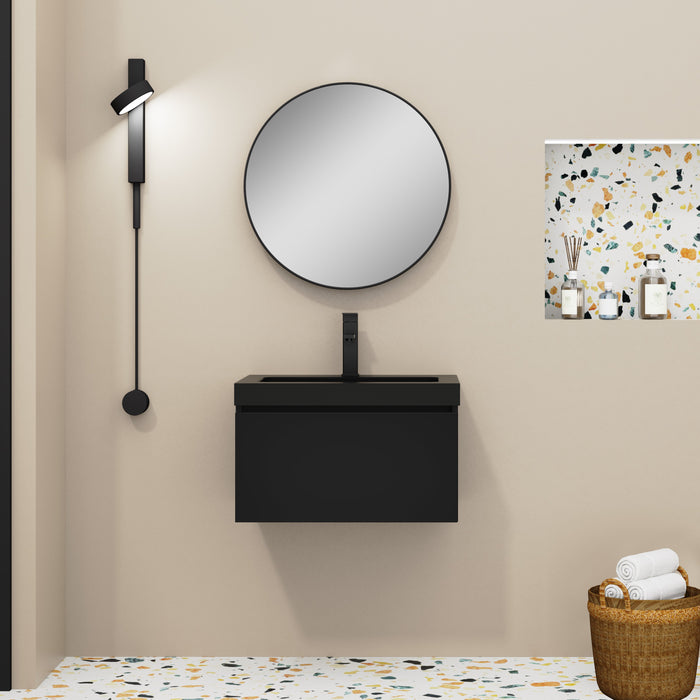 Kaduro 600mm Matt Black Wall Hung Vanity Unit including Black Basin
