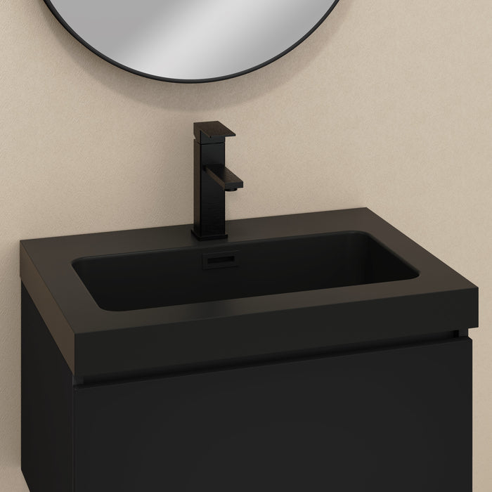 Kaduro 600mm Matt Black Wall Hung Vanity Unit including Black Basin