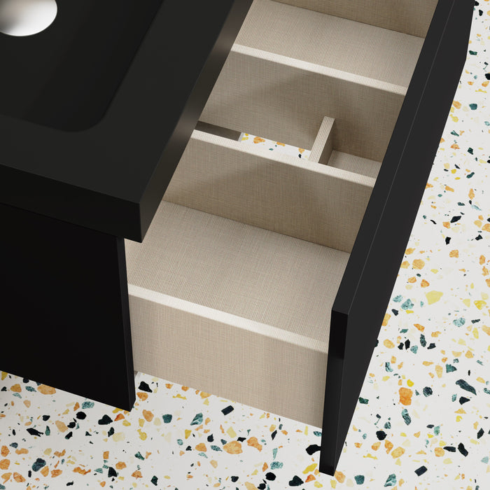 Kaduro 600mm Matt Black Wall Hung Vanity Unit including Black Basin