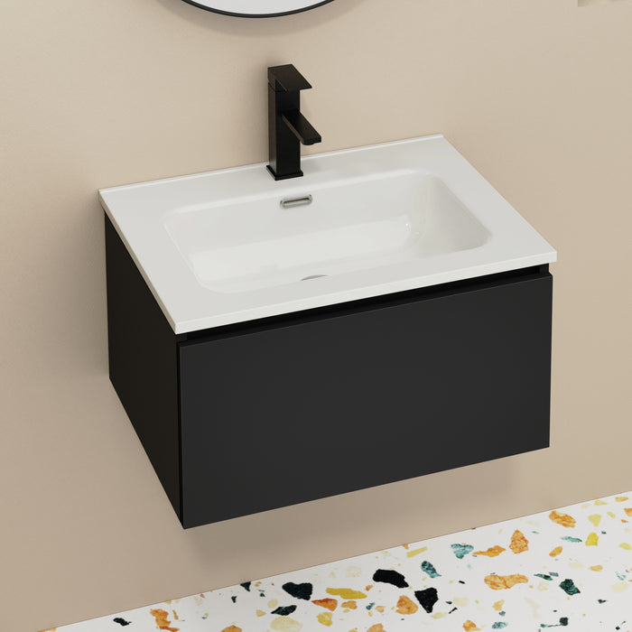 Kaduro 600mm Matt Black Wall Hung Vanity Unit including Basin