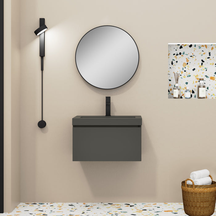 Kaduro 600mm Matt Grey Wall Hung Vanity Unit including Grey Basin