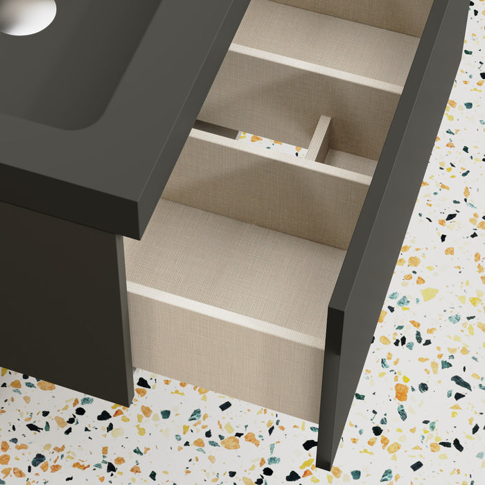 Kaduro 600mm Matt Grey Wall Hung Vanity Unit including Basin