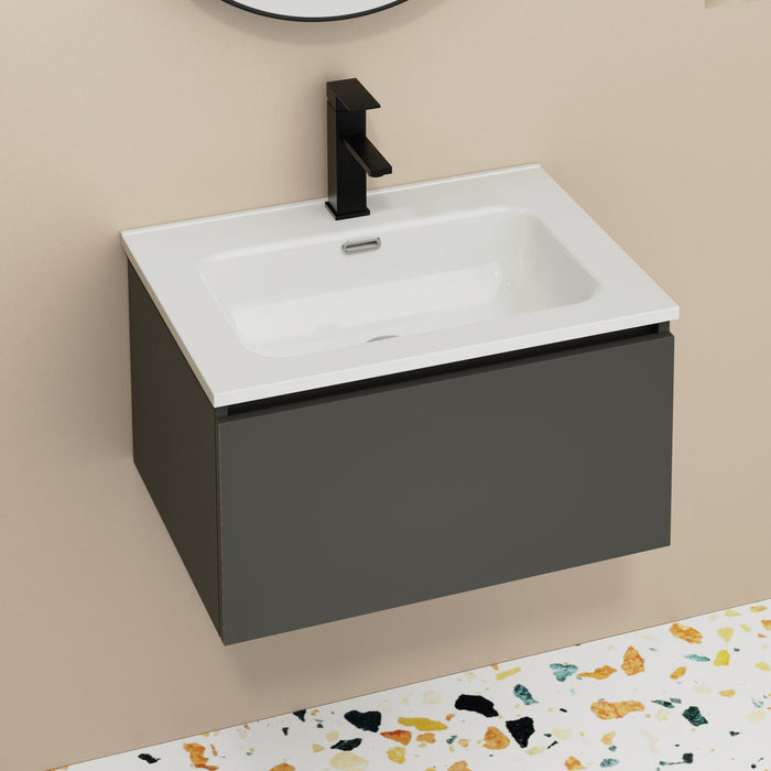 Kaduro 600mm Matt Grey Wall Hung Vanity Unit including Basin