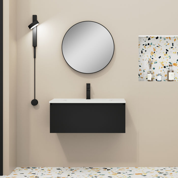 Kaduro 800mm Matt Black Wall Hung Vanity Unit including Basin