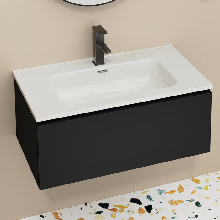 Kaduro 800mm Matt Black Wall Hung Vanity Unit including Basin