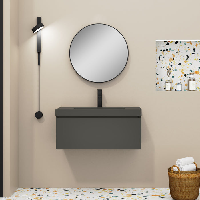 Kaduro 800mm Matt Grey Wall Hung Vanity Unit including Grey Basin