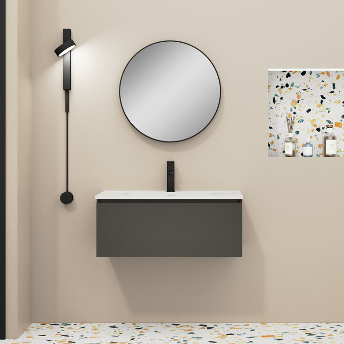Kaduro 800mm Matt Grey Wall Hung Vanity Unit including Basin
