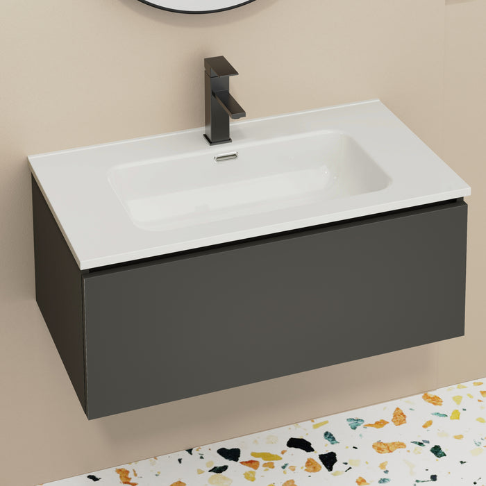 Kaduro 800mm Matt Grey Wall Hung Vanity Unit including Basin