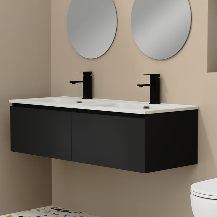 Kaduro 1200mm Matt Black Wall Hung Vanity Unit including Double Basin