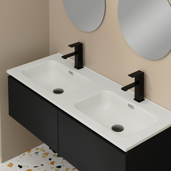 Kaduro 1200mm Matt Black Wall Hung Vanity Unit including Double Basin