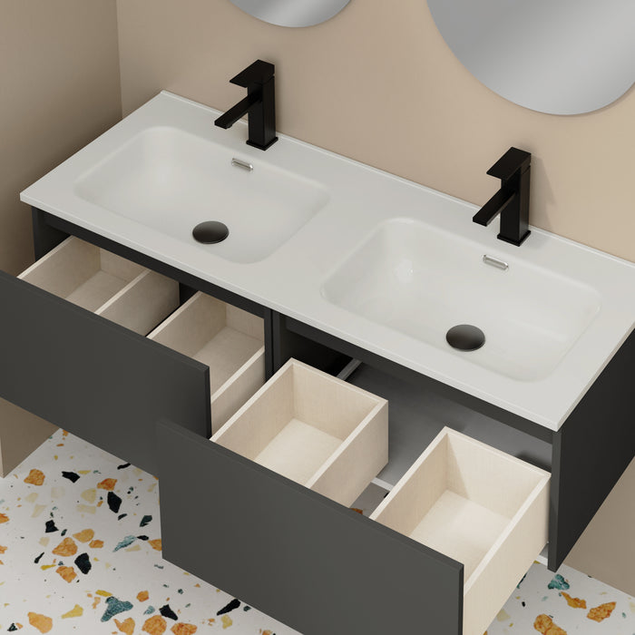 Kaduro 1200mm Matt Grey Wall Hung Vanity Unit including Double Basin