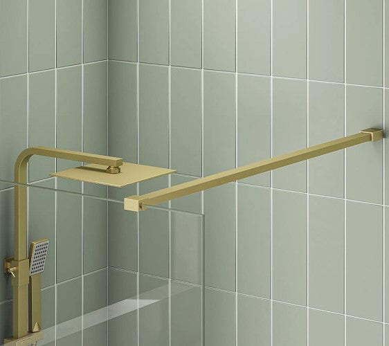 Pearl Brushed Brass Easy Clean 8mm Walk-in Glass Panel - 1100mm