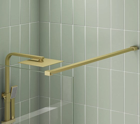 Pearl Brushed Brass Easy Clean 8mm Walk-in Glass Panel - 700mm