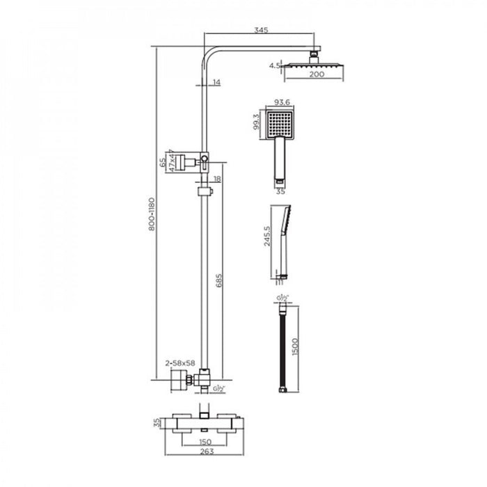 Forge Stainless Steel Exposed Shower System - Brushed Nickel
