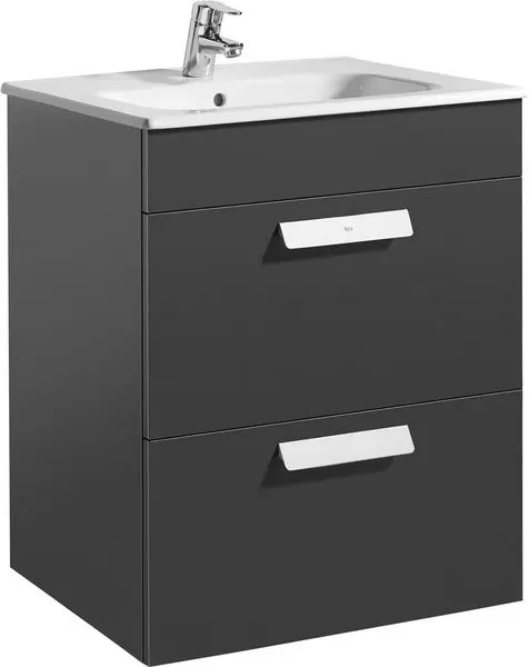 Roca Debba 600mm 2 Drawer Vanity Unit - Anthracite Grey